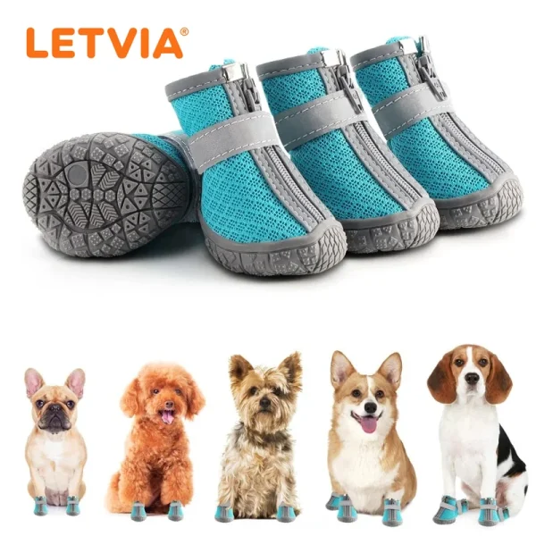 LETVIA Dog Booties – Breathable, Anti-Slip Paw Protectors