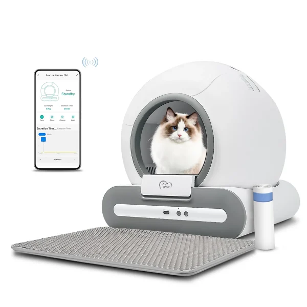 DOEL  Automatic Cat Litter Box Self Cleaning with App Control & Cat Litter Mat