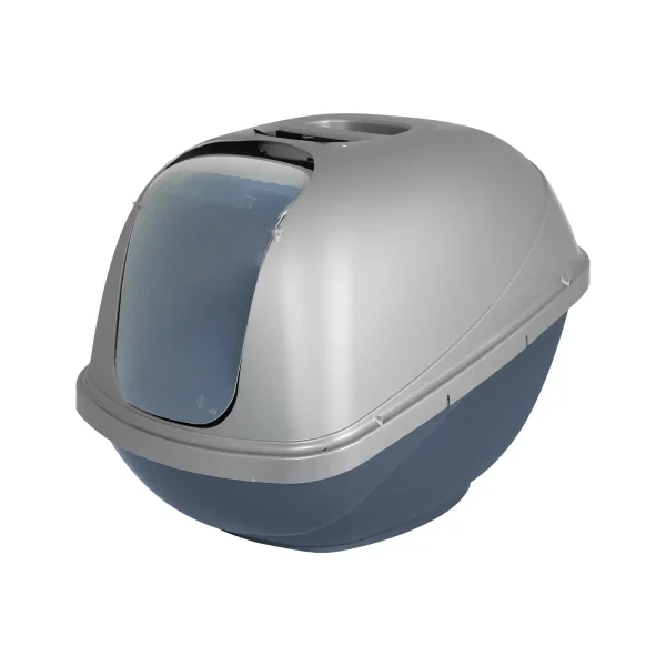 Easy-clean enclosed cat litter box with door.