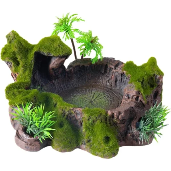 Reptile Habitat Decor – Platform with Artificial Greenery