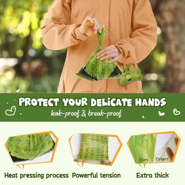 Dog Poop Bag Set with Dispenser & Leash Clip.