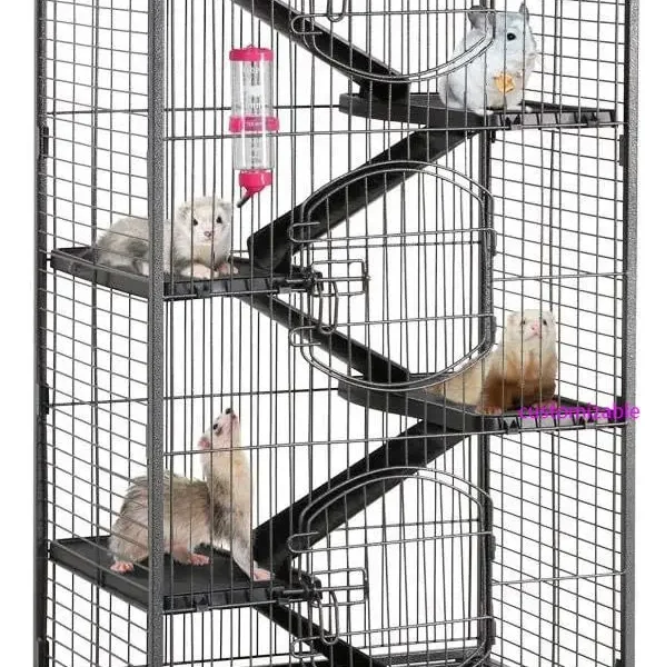 52" Metal Small Animal Cage – 6 Levels, 3 Front Doors